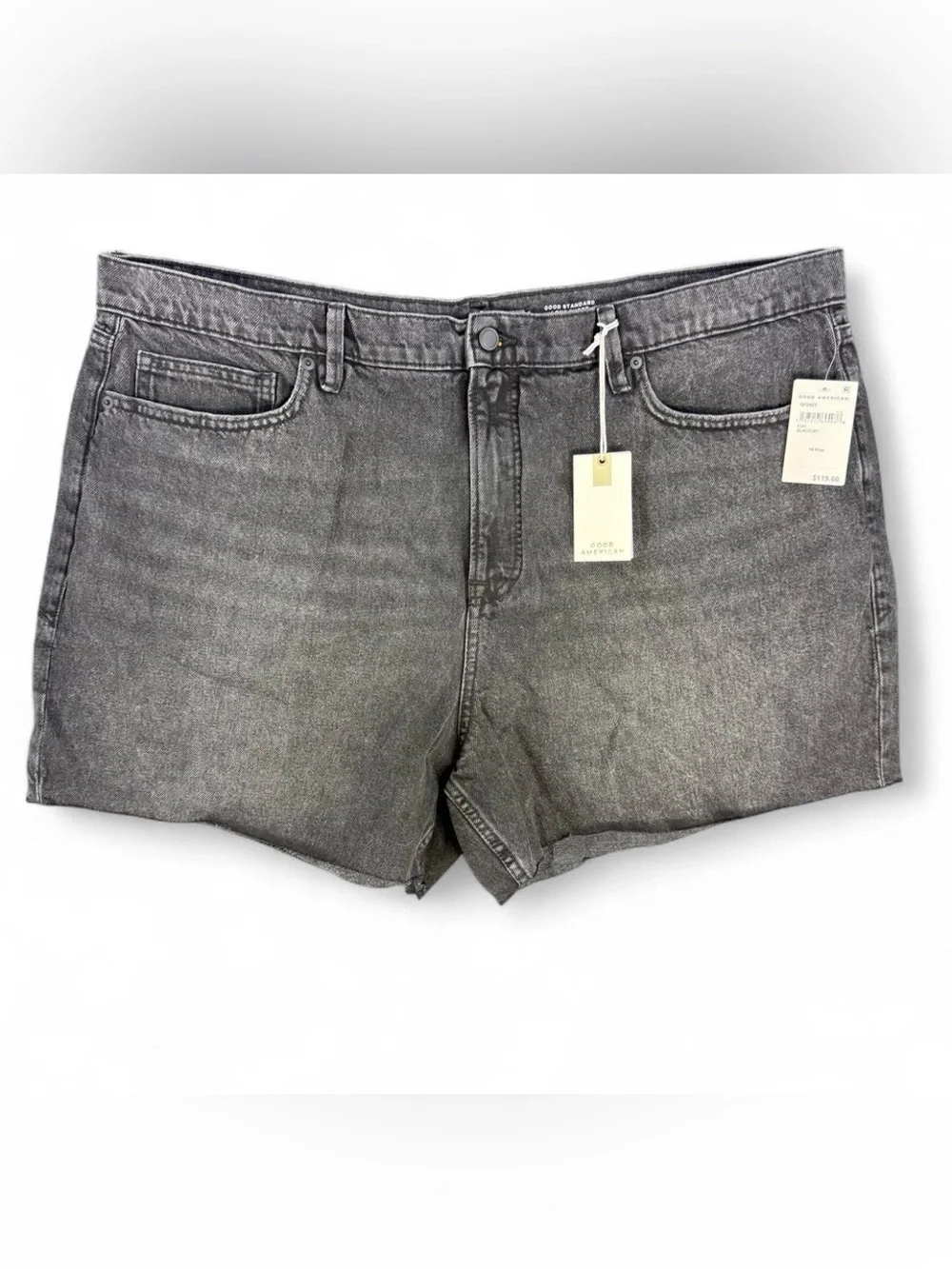 Good American Good Standard Long Short plus Size 18 Charcoal Cutoff Jean Shorts